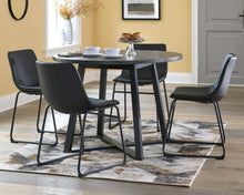 Load image into Gallery viewer, Signature Design by Ashley Centiar Mid Century Round Dining Room Table with Metal Legs, Gray &amp; Black
