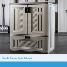 Load image into Gallery viewer, Suncast Indoor/Outdoor Resin Single-Drawer Storage Cabinet, Platinum Metallic
