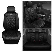 Load image into Gallery viewer, CAR PASS 5 Seats Piping Luxury Faux Leather Seat Covers Full Set, Anti-Slip Waterproof Seat Covers Compatible with Front Armrests, Universal Fit for Suvs,Vans,Trucks,Airbag Compatible, Pure Black
