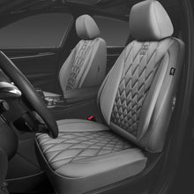 Load image into Gallery viewer, CAR PASS Piping Luxury PU Leather Two Front Car Seat Covers, Waterproof Anti Slip Seat Covers Compatible with Front Seat Armrests,Universal Fit for Suvs,Vans,Trucks,Airbag Compatible(All Gray)
