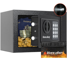 Load image into Gallery viewer, Voncabay Money Safe Box for Home with Sensor Light &amp; Fireproof Security Safe Box for Money Safe with Keys &amp; Pass Code, Lock Box Fireproof Safe with Digital Keypad
