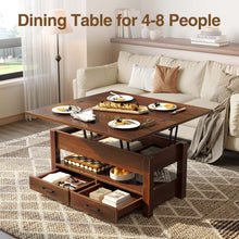 Load image into Gallery viewer, Rolanstar Coffee Table Lift Top, Multi-Function Convertible Coffee Table with Drawers and Hidden Compartment, Coffee Table Converts to Dining Table for Living Room, Home Office,Espresso
