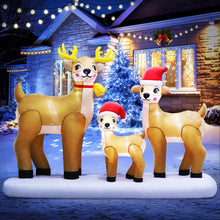 Load image into Gallery viewer, 8FT Long Huge Christmas Inflatable Reindeer Family Outdoor Decoration, LED Lights Holiday Blow Up Yard Decoration for Holiday Party Garden Yard Lawn Winter Decor
