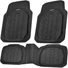 Load image into Gallery viewer, CAR PASS DeepDish Floor Mats for Cars, Heavy Duty Rubber Car Mats 3-Piece, Universal M~XL Size Trim-to Fit Automotive Floor Mats for Truck Van SUV Durable Waterproof All Weather Car Mats (Solid Black)
