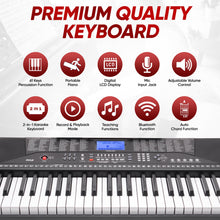 Load image into Gallery viewer, PYLE Electric Piano, Electric Keyboard Piano, Music Keyboard, 61 Keys, Bluetooth, LCD Display, Portable Design, Karaoke Function, Includes Stand, Stool, Book Rack, Headset, Perfect for Beginners
