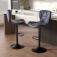 Load image into Gallery viewer, Nalupatio Modern Bar Stools Set of 2, Adjustable Faux Leather Upholstered Swivel Bar Stools, Counter Height Bar Chairs with Back for Kitchen Island, Dark Grey
