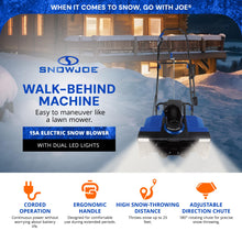 Load image into Gallery viewer, Snow Joe 15A Electric Snow Blower with Dual LED Lights, 22&quot; Walk-Behind Machine
