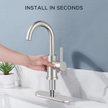 Load image into Gallery viewer, FORIOUS Wet Bar Sink Faucet Single Hole Bathroom Faucet, Brushed Nickel Bathroom Faucet 1 or 3 Hole, Bathroom Sink Faucet with 360° Swivel Spout, Single Handle Bathroom Faucet Small Kitchen Bar Faucet
