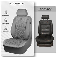 Load image into Gallery viewer, CAR PASS Piping Luxury PU Leather Two Front Car Seat Covers, Waterproof Anti Slip Seat Covers Compatible with Front Seat Armrests,Universal Fit for Suvs,Vans,Trucks,Airbag Compatible(All Gray)

