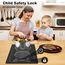 Load image into Gallery viewer, VBGK 2 burner Induction cooktop,110V 2300W double burner hot plate with LED Touch Screen, 9 Power Levels, Kids Lock &amp; Timer, Overheat Protection, knob and touch control Double Induction Cooktop
