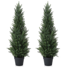 Load image into Gallery viewer, Laiwot 3FT Artificial Cedar Topiary Trees for Outdoors Potted Fake Cypress Trees Faux Evergreen Plants for Home Porch Decor Set of 2

