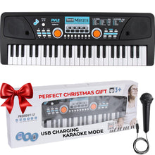 Load image into Gallery viewer, Pyle Electric Keyboard Piano 49 Keys - Portable Digital Musical Karaoke Piano Keyboard - 8 Rhythms 16 Tones, Stereo Speakers, Rechargeable Battery - Wired Microphone - Beginners Kids Adult
