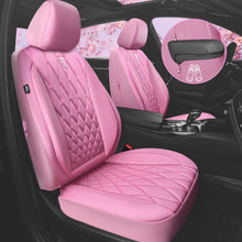 Load image into Gallery viewer, CAR PASS Piping Luxury Leather Two Front Car Seat Covers, Cute Girly Waterproof Anti Slip Seat Covers Compatible with Front Seat Armrests,Universal Fit for Suvs,Vans,Trucks,Airbag Compatible(All Pink)

