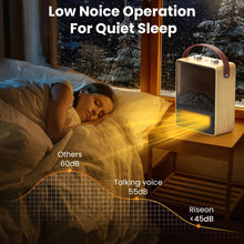 Load image into Gallery viewer, Riseon Electric Fireplace Heater for Indoor Use, 1500W/750W Space Heater Fireplace with 3D LED Flame, Double Safety Protection, Portable Fireplace Heater for Home Office Christmas Decoration
