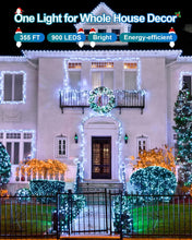 Load image into Gallery viewer, 355FT 900 LED Christmas Lights, Extra Long Outdoor String Lights Waterproof, Timer &amp; Memory, 8 Modes Dimmable Plug in Fairy Lights for Outside Tree Wedding Patry Holiday Decorations, Cool White
