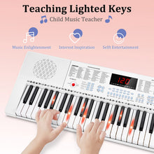 Load image into Gallery viewer, Vangoa VGK611 Piano Keyboard for Beginner, 61 Keys Electric Keyboard Piano Portable Music Keyboard with Mini Lighted Keys, Electronic Piano for Kids Boy Girl, White
