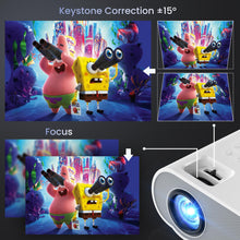 Load image into Gallery viewer, HOMPOW Projector, Native 1080P Full HD Bluetooth Projector with Speaker, Outdoor Portable Movie Mini Projector Compatible with Laptop, Smartphone, TV Stick, Xbox, PS5
