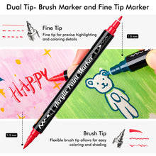 Load image into Gallery viewer, Shuttle Art 48 Colors Dual Tip Acrylic Paint Markers, Brush Tip and Fine Tip Acrylic Paint Pens for Rock Painting, Ceramic, Wood, Canvas, Plastic, Glass, Stone, Calligraphy, Card Making, DIY Crafts

