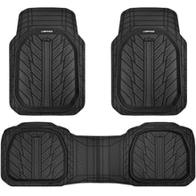 Load image into Gallery viewer, CAR PASS DeepDish Floor Mats for Cars, Heavy Duty Rubber Car Mats 3-Piece, Universal M~XL Size Trim-to Fit Automotive Floor Mats for Truck Van SUV Durable Waterproof All Weather Car Mats (Solid Black)
