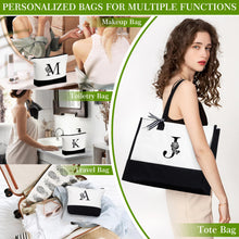 Load image into Gallery viewer, YOOLIFE Christmas Gifts for Women- Gifts for Mom, Birthday Gifts for Women, Gifts for Friend Female Christmas Mom Gifts Friendship Coworker Boss Gifts Canvas Initial K Monogram Beach Tote Bag
