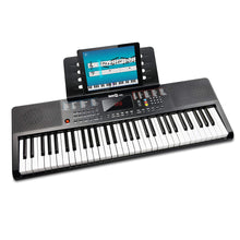 Load image into Gallery viewer, RockJam Compact 61 Key Keyboard with Sheet Music Stand, Power Supply, Piano Note Stickers &amp; Simply Piano Lessons

