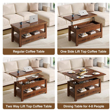 Load image into Gallery viewer, Rolanstar Coffee Table Lift Top, Multi-Function Convertible Coffee Table with Drawers and Hidden Compartment, Coffee Table Converts to Dining Table for Living Room, Home Office,Espresso
