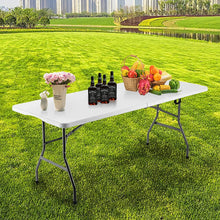 Load image into Gallery viewer, Byliable Folding Table 6ft Portable Heavy Duty Plastic Fold-in-Half Utility Foldable Table Plastic Dining Table Indoor Outdoor for Camping, Picnic and Party, White

