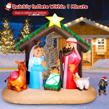 Load image into Gallery viewer, 6FT Christmas Inflatable Nativity Scene with Baby Jesus, Parents, Donkey, Sheep, Star, Blow Up Manger Set Indoor &amp; Outdoor Decorations, Built-in LED Lights for Garden, Lawn, Yard, Christmas Parties
