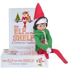 Load image into Gallery viewer, Elf On The Shelf Boy with Jingle Jam Hoodie Set - Blue Eyed Boy Elf Doll with Book and Hoodie with DJ Headphones - Customize Your Elf with Unique DJ Spinning Holiday Tunes - Elf Figure Clothing Pack
