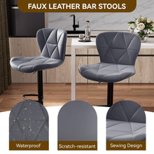 Load image into Gallery viewer, Nalupatio Modern Bar Stools Set of 2, Adjustable Faux Leather Upholstered Swivel Bar Stools, Counter Height Bar Chairs with Back for Kitchen Island, Dark Grey
