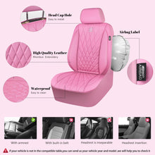 Load image into Gallery viewer, CAR PASS Piping Luxury Leather Two Front Car Seat Covers, Cute Girly Waterproof Anti Slip Seat Covers Compatible with Front Seat Armrests,Universal Fit for Suvs,Vans,Trucks,Airbag Compatible(All Pink)
