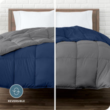 Load image into Gallery viewer, Bare Home Queen Comforter - Reversible Colors - Goose Down Alternative - Ultra-Soft - Premium 1800 Series - All Season Warmth - Bedding Comforter (Queen, Dark Blue/Grey)
