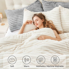 Load image into Gallery viewer, BEDELITE Fleece Queen Comforter Set -Super Soft &amp; Warm Fluffy White Bedding, Luxury Fuzzy Heavy Bed Set for Winter with 2 Pillow Cases
