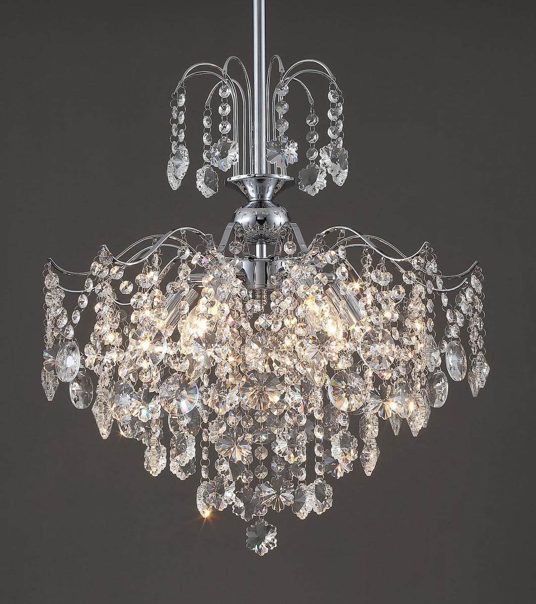 Q&S Modern Crystal Chandelier Chrome Pendant Light 6 Lights for Dining Room Kitchen Island Entryway Bathroom Hallway UL Listed