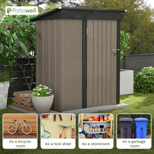 Load image into Gallery viewer, Patiowell 5x3 FT Outdoor Storage Shed, Tool Shed with Sloping Roof and Lockable Door, Metal Shed for Backyard Garden Patio Lawn, Brown
