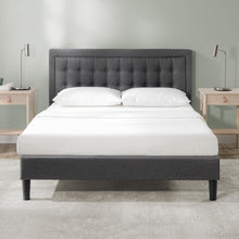 Load image into Gallery viewer, ZINUS Dachelle Upholstered Platform Bed Frame, Mattress Foundation, Wood Slat Support, No Box Spring Needed, Eco Friendly WonderBox (TM) Packaging, Easy Assembly, Dark Grey, King

