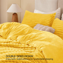 Load image into Gallery viewer, BEDELITE Fleece Queen Comforter Set -Super Soft &amp; Warm Fluffy Bright Yellow Bedding, Luxury Fuzzy Heavy Bed Set for Winter with 2 Pillow Cases
