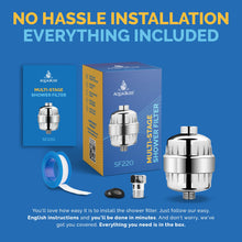 Load image into Gallery viewer, AquaBliss High Output Universal Shower Filter with Replaceable Multi-Stage Filter Cartridge – Transform Itching, Eczema &amp; Acne into Glowing Hair, Nails &amp; Skin Fast - Chrome (SF220)
