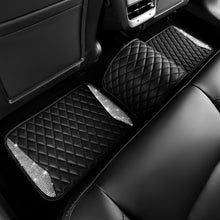 Load image into Gallery viewer, CAR PASS Bling Leather Car Mats Shining Diamond Floor Mats Crystal Rhinestone Sparkly Glitter Carpet Anti-Slip Waterproof Pad Universal Fit Automotive SUV, Sedan, Van, 5pcs Girl Women, Black Silver
