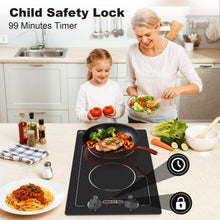 Load image into Gallery viewer, VBGK Induction Cooktop,110V 2300W 2 burner hot plate with Knob Control,9 Power Levels, Kids Lock &amp; Timer,LED touch control,Overheat Protection Electric stove,2 burner induction cooktop
