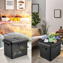 Load image into Gallery viewer, DocSafe Storage Ottoman with Lock,Fireproof Folding Ottoman Foot Rest Stool Storage Chest with Storage Safe for Important Documents,Waterproof 17 Inches Short Ottoman Foot Stool with Handles,Black
