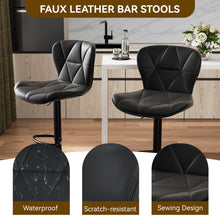 Load image into Gallery viewer, Nalupatio Modern Bar Stools Set of 2, Adjustable Faux Leather Upholstered Swivel Bar Stools, Counter Height Bar Chairs with Back for Kitchen Island, Black

