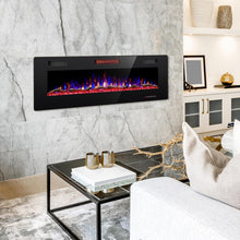 Load image into Gallery viewer, R.W.FLAME 60&quot; Recessed and Wall Mounted Electric Fireplace, Low Noise, Fit for 2 x 6 Stud, Remote Control with Timer, Touch Screen, Adjustable Flame Color and Speed, 750-1500W
