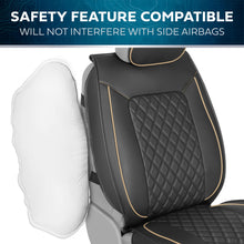 Load image into Gallery viewer, MotorBox Prestige Faux Leather Seat Covers, Semi-Custom Fit Car Seat Covers Full Set, Automotive Interior Cover for Car Truck Van SUV, PU Leather Car Seat Covers for Superior Feel &amp; Durability - Beige
