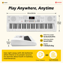 Load image into Gallery viewer, Vangoa Piano Keyboard for Beginners, VGK6101 61 Key Learning Keyboard Piano w/Lighted Keys, Electric Piano Keyboard with 600 Voices &amp; 50 Demos, Stand/Microphone, USB, Record, Split for Students
