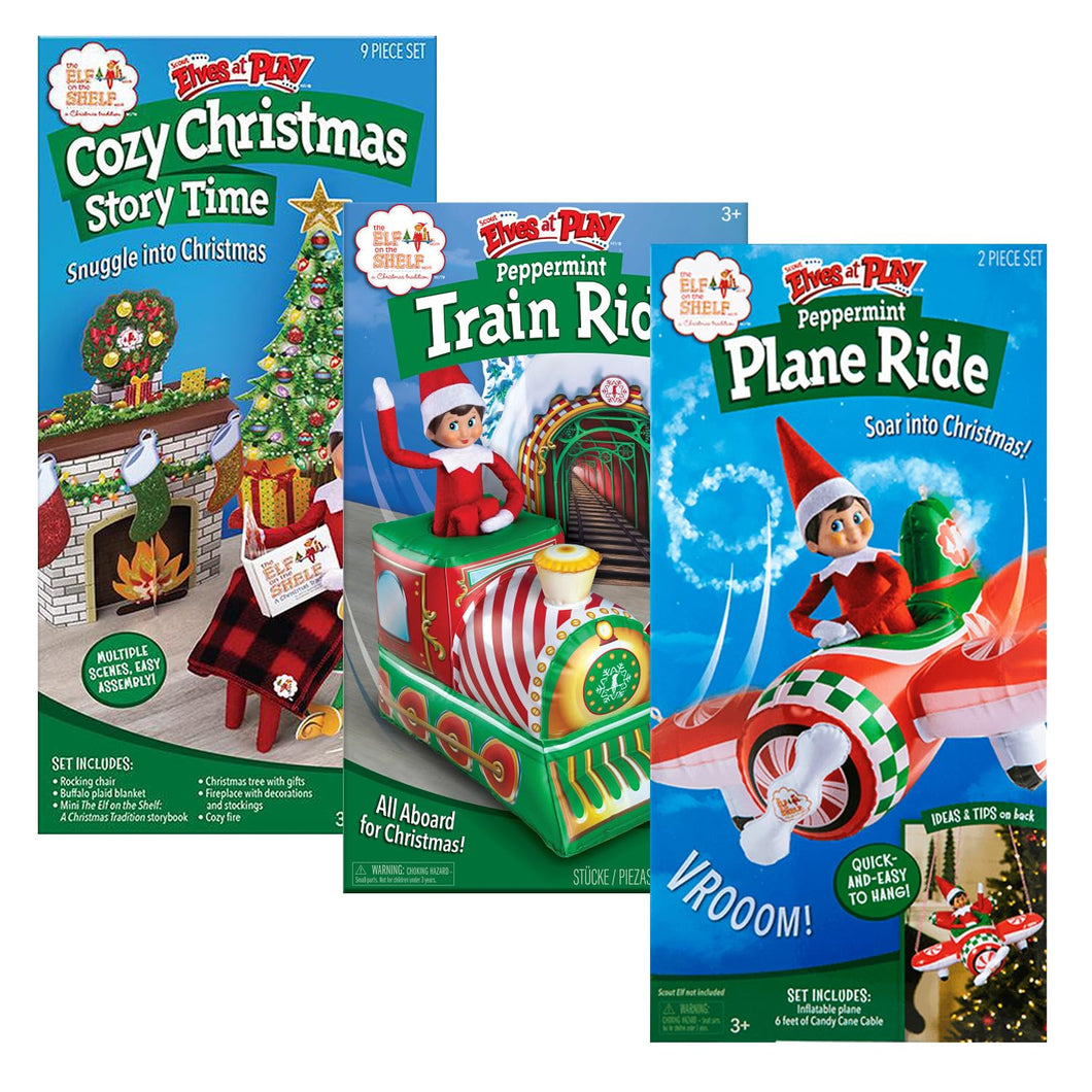 The Elf on the Shelf SEAP Bundle: Peppermint Plane, Peppermint Train, and Cozy Christmas Time