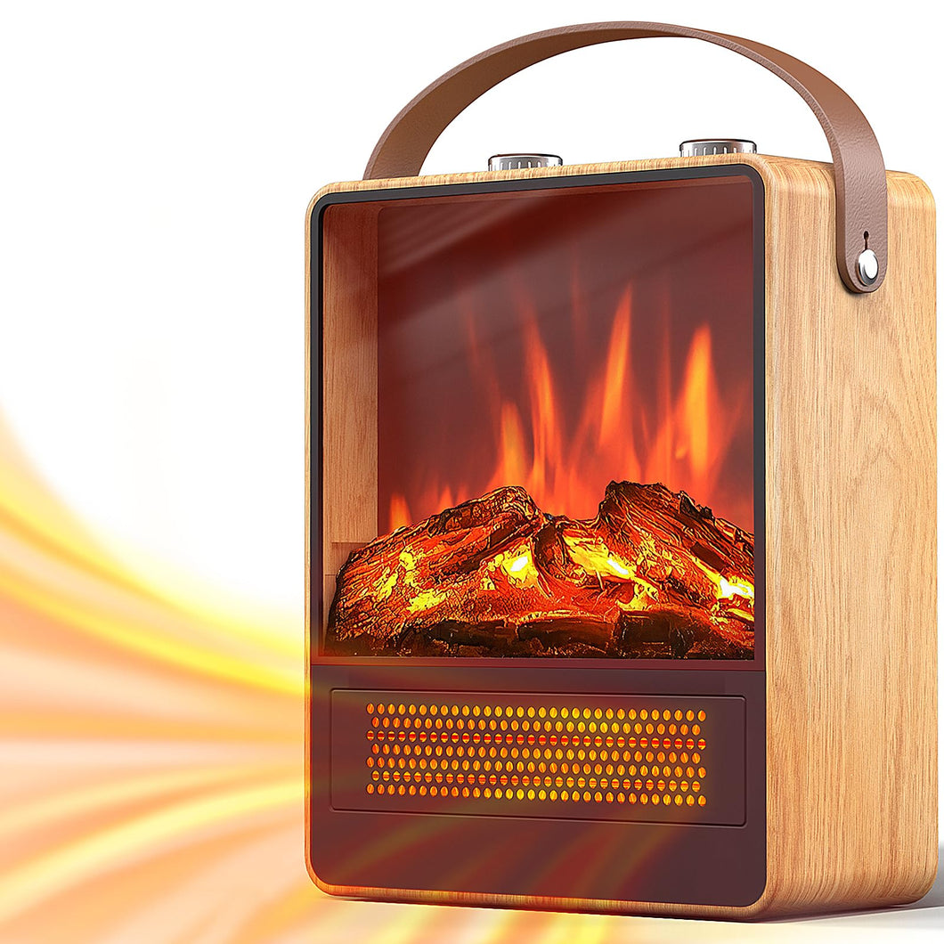 Riseon Electric Fireplace Heater for Indoor Use, 1500W/750W Space Heater Fireplace with 3D LED Flame, Double Safety Protection, Portable Fireplace Heater for Home Office Christmas Decoration