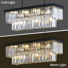 Load image into Gallery viewer, Weesalife Crystal Chandeliers for Dining Room 11-Light Black Modern Chandelier Rectangle Contemporary Pendant Light Fixture for Kitchen Island Bar L33.5 Inch
