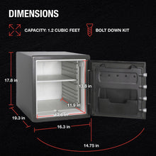 Load image into Gallery viewer, SentrySafe Medium Gray Fireproof Safe and Waterproof Safe Box with Dial Combination, Home Safe for Money, Documents, or other Valuables, 1.23 Cubic Feet, SFW123DSB
