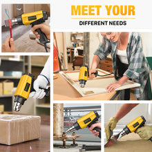 Load image into Gallery viewer, SEEKONE 1800W Heat Gun Compact Design Heavy Duty Hot Air Gun 122℉~1202℉（50℃- 650℃）Variable Temperature Control for 2 Speed Settings with 4 Nozzels for Crafts, Vinyl Wrap, Shrink Tubing
